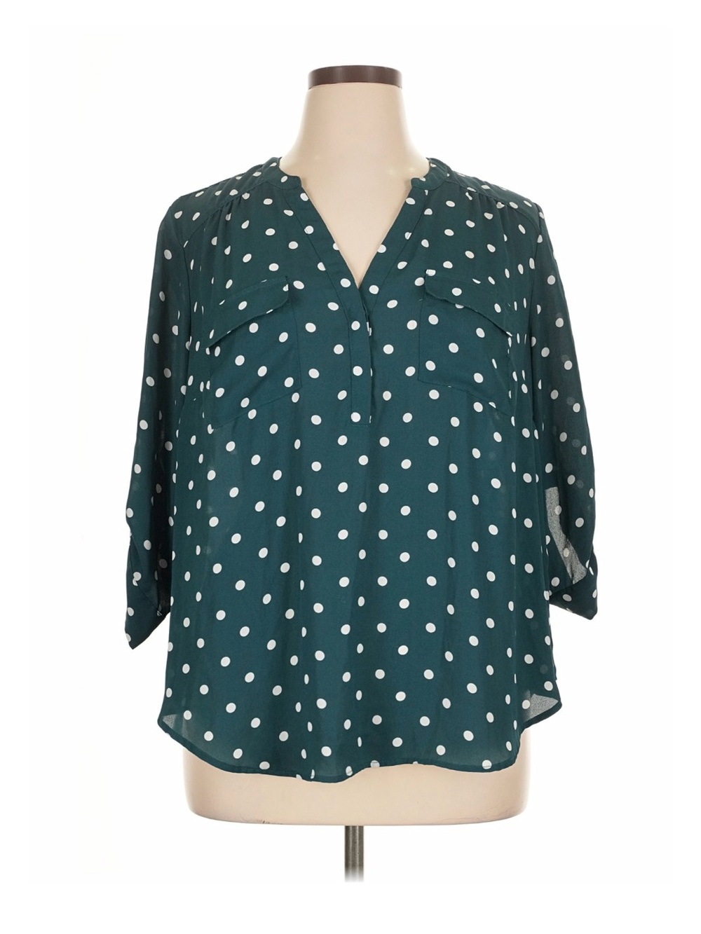 Torrid Harper Blouse Size 2 Teal Polka Dot Career Work Top